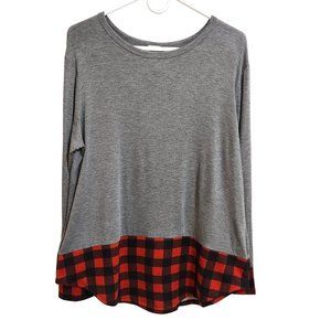 NEW Color Bear Scoop Neck Long Sleeved Tee with Flannel Edge Size 0XL